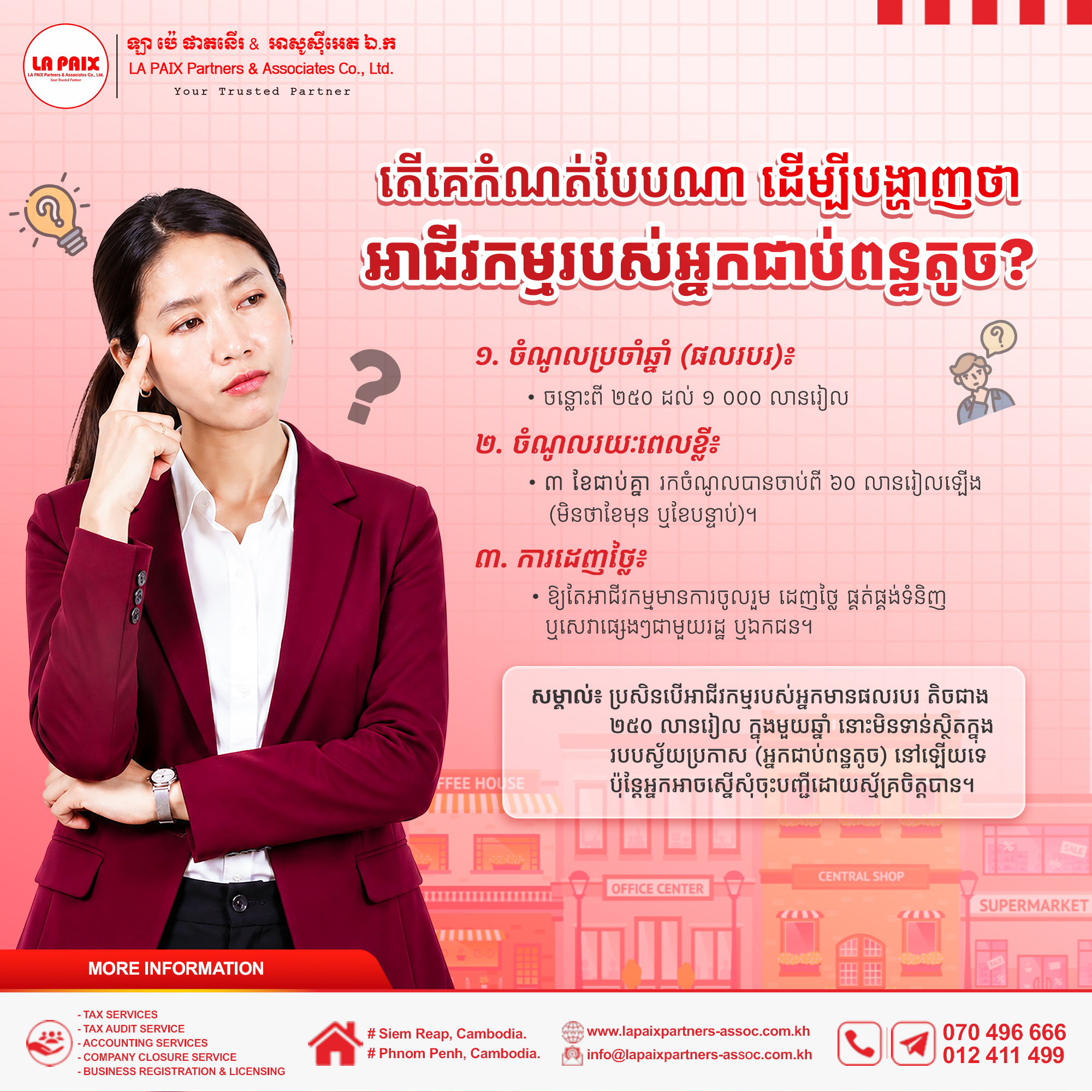 ការកំណត់ចំណាត់ថ្នាក់អ្នកជាប់ពន្ធតាមរបបស្វ័យប្រកាស ការកំណត់ថាអាជីវកម្មរបស់អ្នកជា 